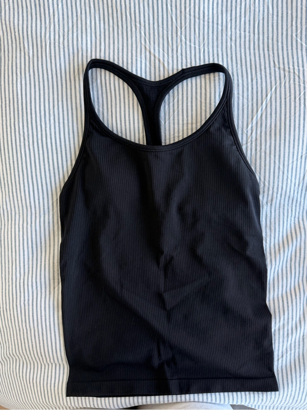 Athleta Black Ribbed Racerback Tank Top